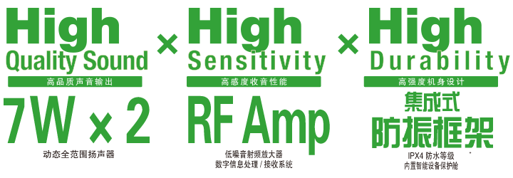 High Quality Sound / High Sensitivity / High Durability